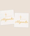 Pegatinas cuadradas para bautizos clásica cruz