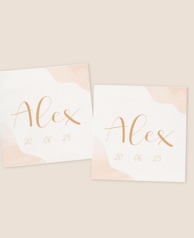 Autocollants carrés pour baptêmes aquarelle classique