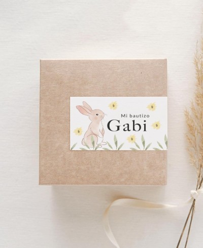 Pegatinas rectangulares para detalles de bautizos animales campo