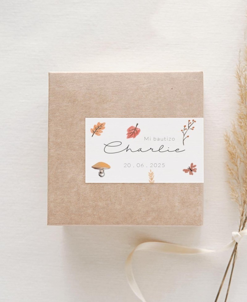Pegatinas rectangulares para detalles de bautizos campo otoño Pegatinas rectangulares para detalles de bautizos campo otoño