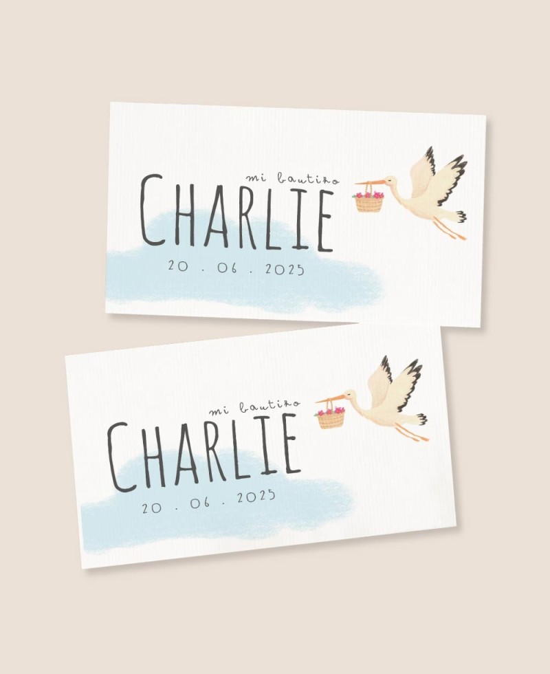 Adhesivos rectangulares para regalos de bautizo cigüeña cielo Adhesivos rectangulares para regalos de bautizo cigüeña cielo