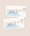Adhesivos rectangulares para regalos de bautizo cigüeña cielo
