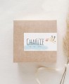 Pegatinas rectangulares para detalles de bautizos cigüeña
