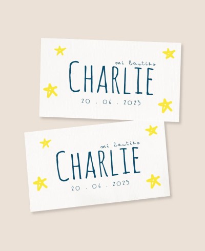 Autocollants rectangulaires pour cadeaux de baptême étoiles océan