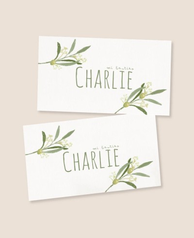 Rectangular stickers for botanical baptism gifts olive tree