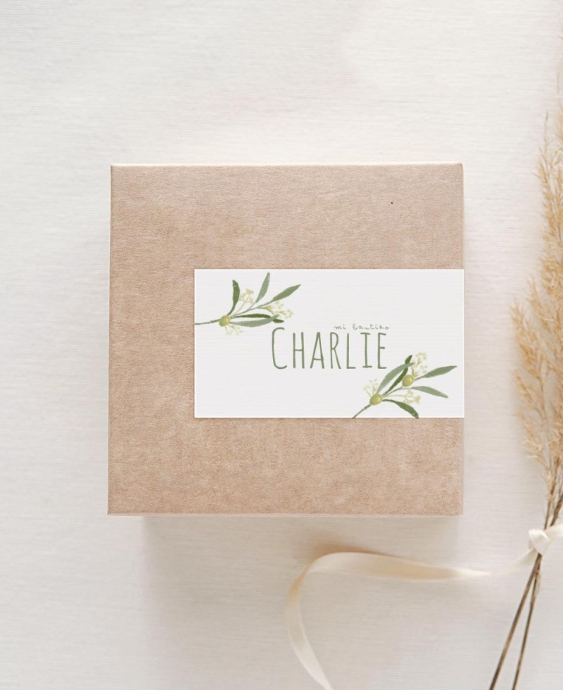 Rectangular stickers for botanical baptism details, olive tree Rectangular stickers for botanical baptism details, olive tree