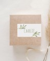 Pegatinas rectangulares para detalles de bautizos botánica olivo