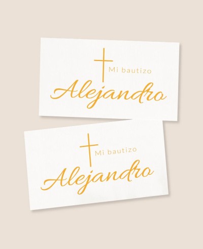Adhesivos rectangulares para regalos de bautizo clásica cruz