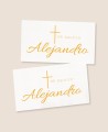 Adhesivos rectangulares para regalos de bautizo clásica cruz