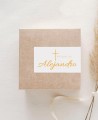 Pegatinas rectangulares para detalles de bautizos clásica paloma