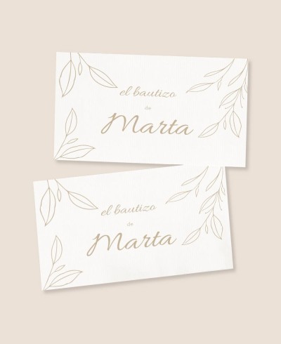 Adhesivos rectangulares para regalos de bautizo clásica olivo