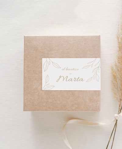 Pegatinas rectangulares para detalles de bautizos clásica botánica