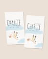Rectangular stickers for christening gifts stork clouds
