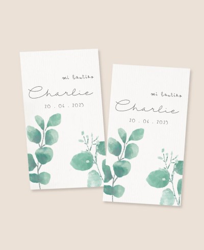Adhesivos rectangulares para regalos de bautizo botánica