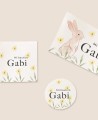 Formats autocollants pour lapin baptême détails fleurs