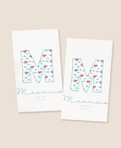 Adhesivos rectangulares para regalos de bautizo nubes