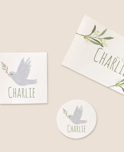 Sticker formats for botanical baptism details olive tree