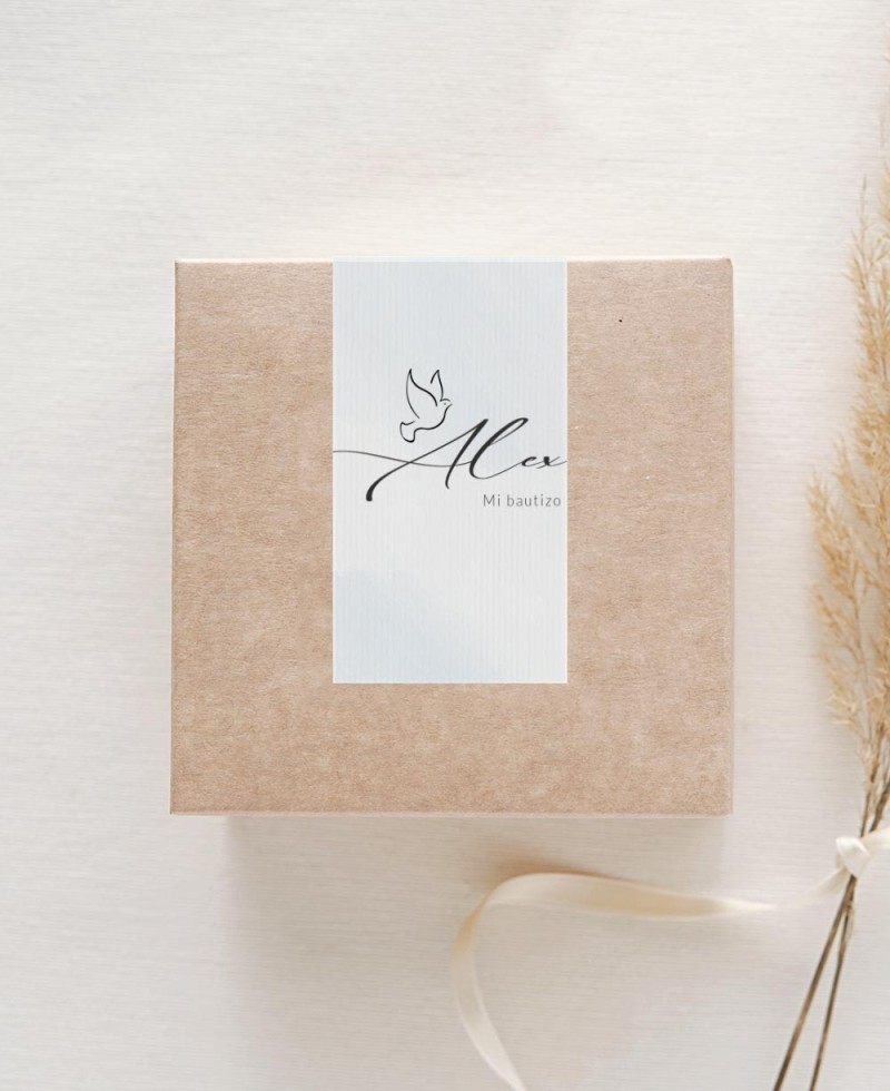 Rectangular stickers for baptism details dove boy Rectangular stickers for baptism details dove boy