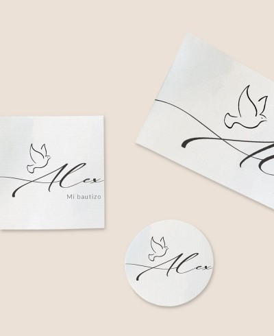 Formate: Aufkleber für Taufdetails, blaues Aquarell