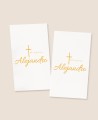 Autocollants rectangulaires pour cadeaux de baptême colombe classique