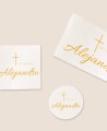 Formatos pegatinas para detalles de bautizo clásica paloma