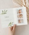 Rappel de baptême diptyque olive avec photos