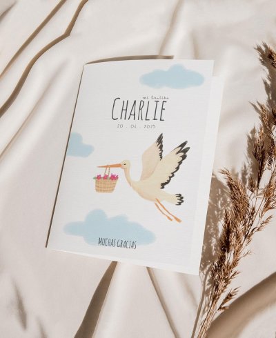 Couverture merci baptême animaux cigogne