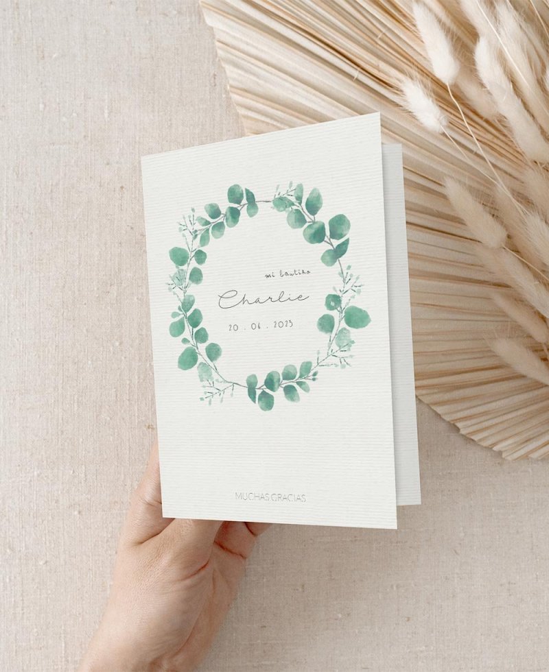 Eukalyptus botanische Taufe Dankeschön-Cover Eukalyptus botanische Taufe Dankeschön-Cover