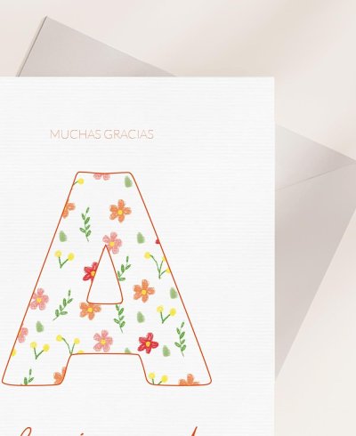 Zoom Rappel Merci Baptême Initial Fleurs