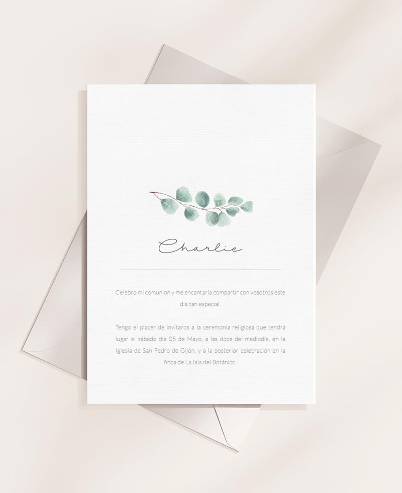 Invitaciones para la primera comunión bonitas eucalipto Invitaciones para la primera comunión bonitas eucalipto