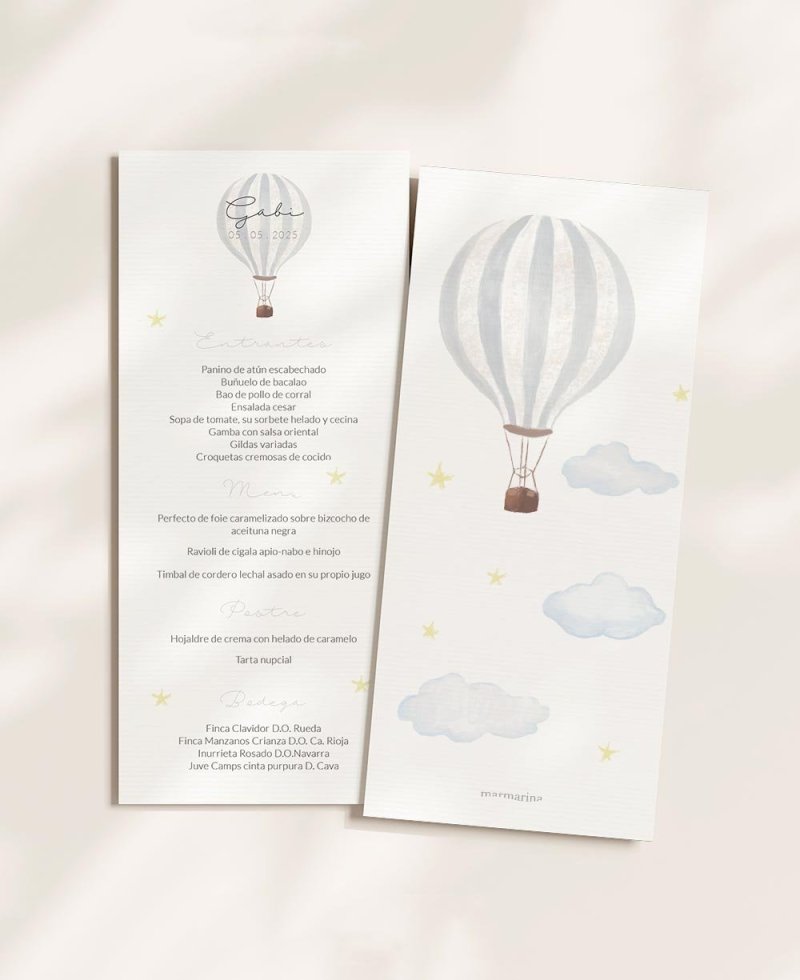 Minuta para comuniones cielo globo Minuta para comuniones cielo globo