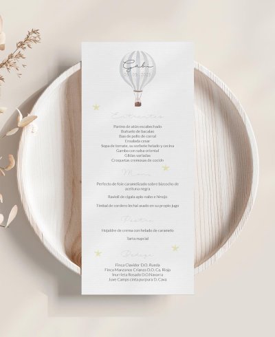 Menu de communion en montgolfière