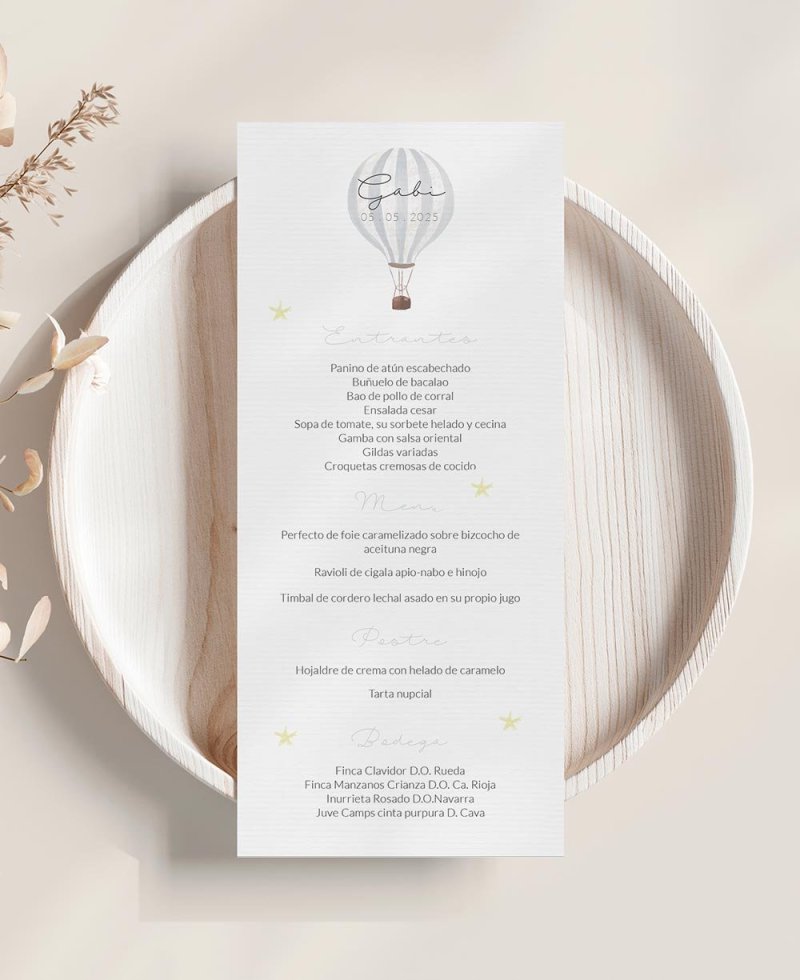 Menu de Comunhão Balão de Ar Quente Menu de Comunhão Balão de Ar Quente