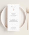 Menu de comunhão com cruz e flores