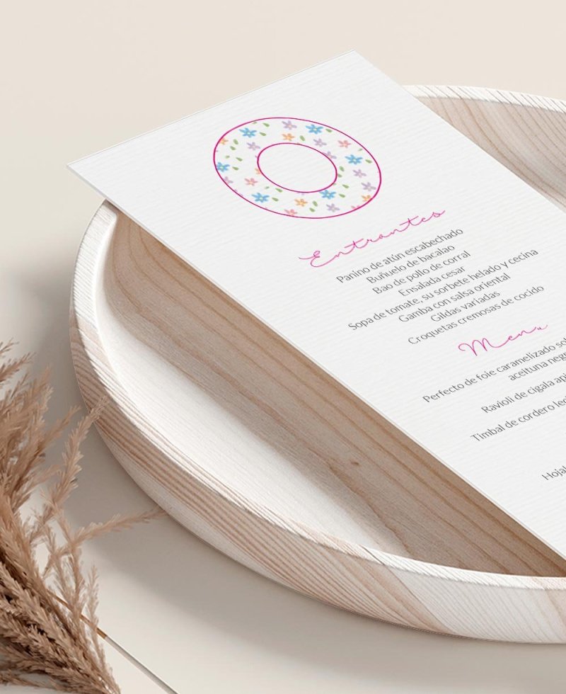 Menu Zoom pour la première communion d’élégantes fleurs initiales Menu Zoom pour la première communion d’élégantes fleurs initiales