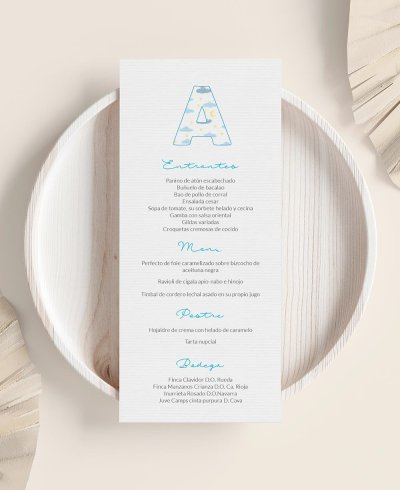 Menu de communion ciel nuages