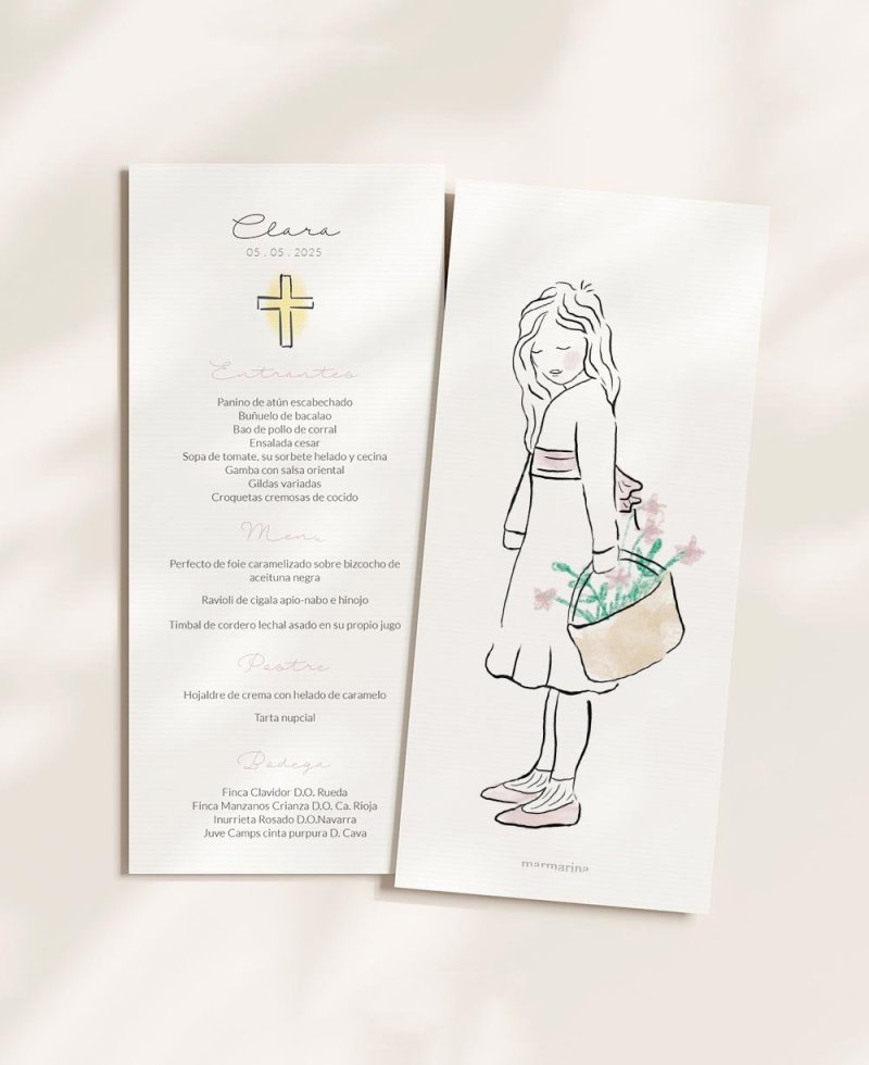 Chiaro menu di comunione ai frutti di mare per ragazze Chiaro menu di comunione ai frutti di mare per ragazze