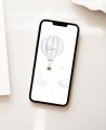 Digitale Kommunioneinladung Ballon Himmel