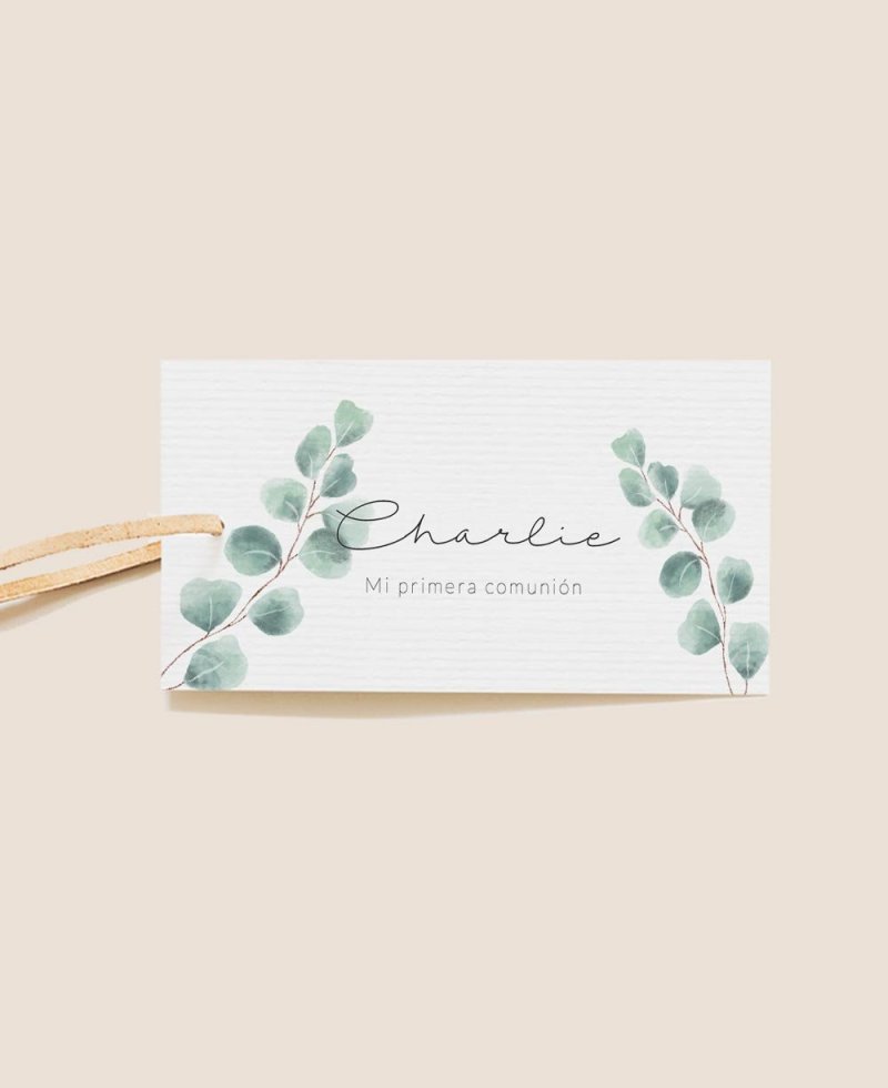 Étiquette de communion rectangulaire en eucalyptus Étiquette de communion rectangulaire en eucalyptus