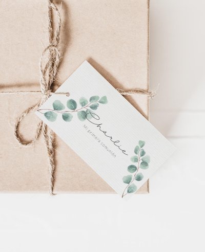 Carte rectangulaire pour communions collection eucalyptus