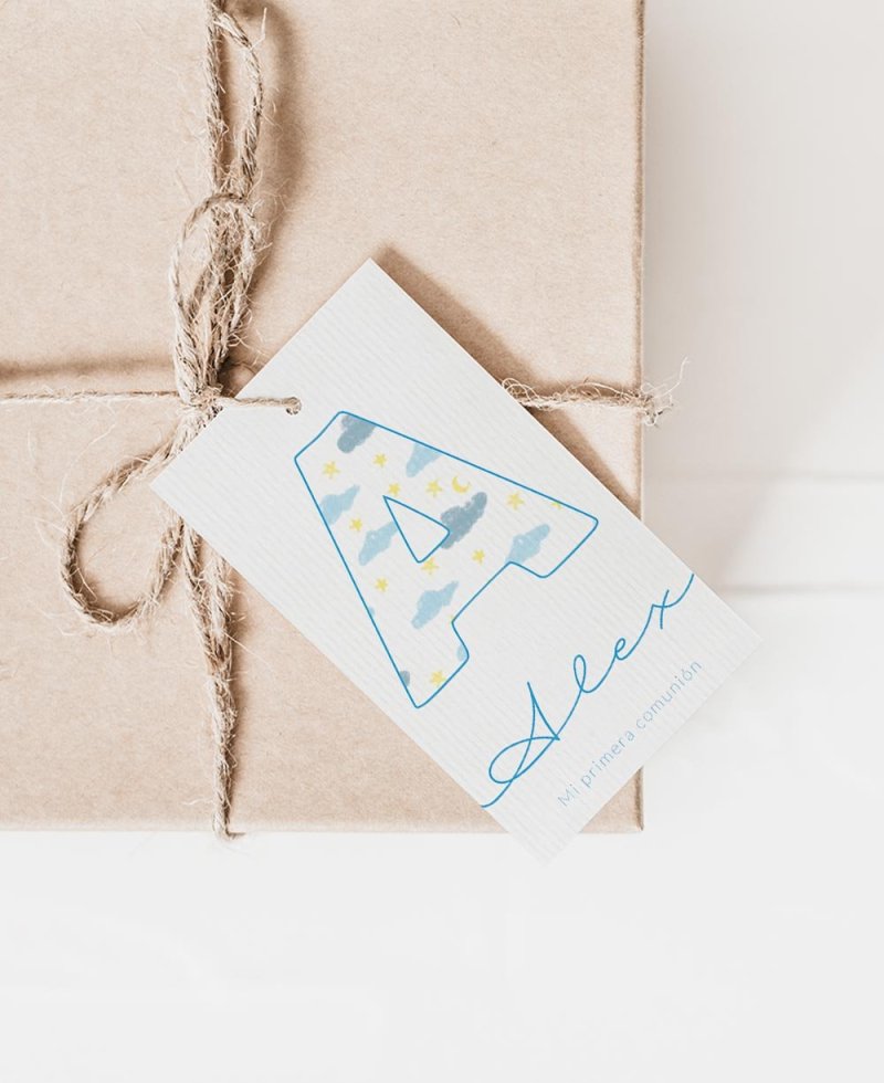 Tarjeta rectangular para comuniones colección inicial cielo Tarjeta rectangular para comuniones colección inicial cielo