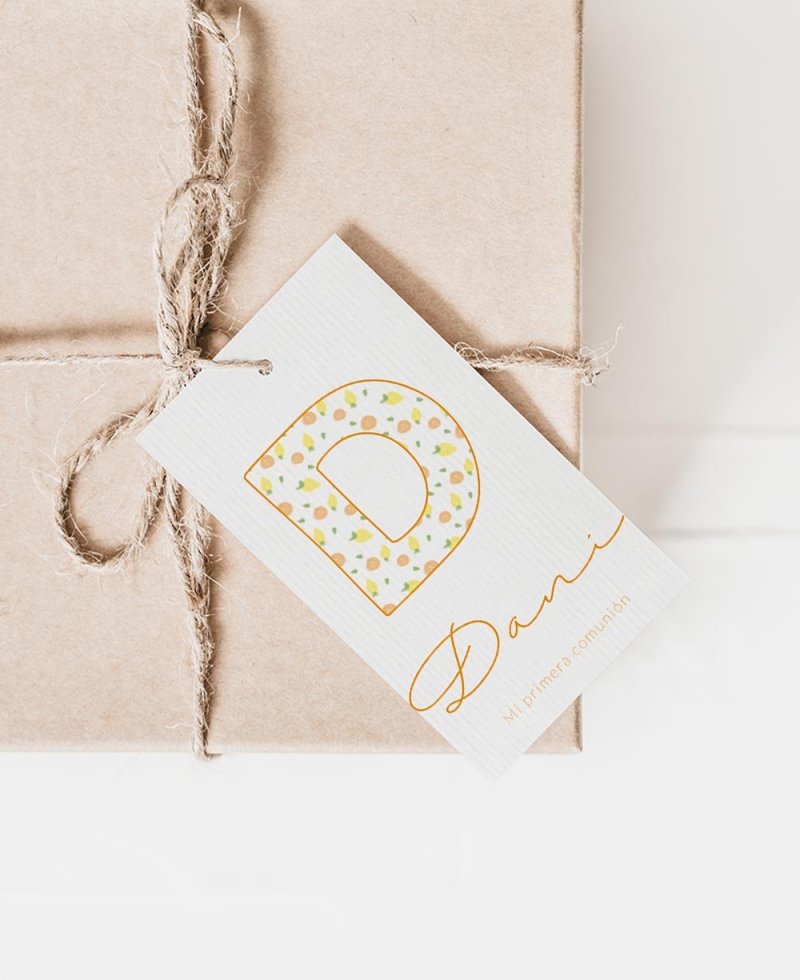 Tarjeta rectangular para comuniones colección inicial frutas Tarjeta rectangular para comuniones colección inicial frutas