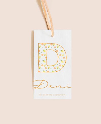 Rectangular label initial communion fruits