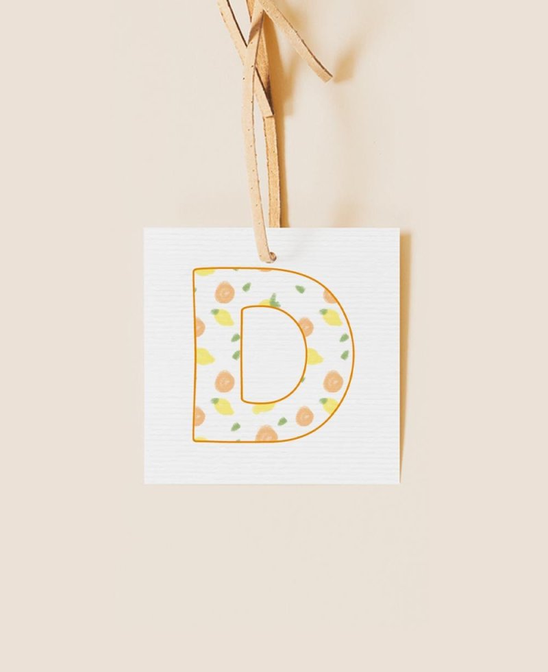 Square label for communion details fruits