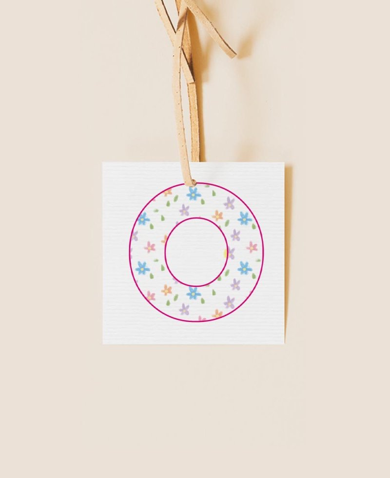 Square label for flower communion details