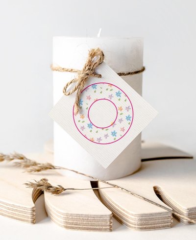 Square labels for initial communion gifts flowers