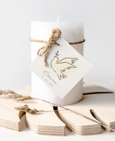 Square labels for communion gifts girl