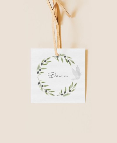 Square label for botanical communion details olive tree