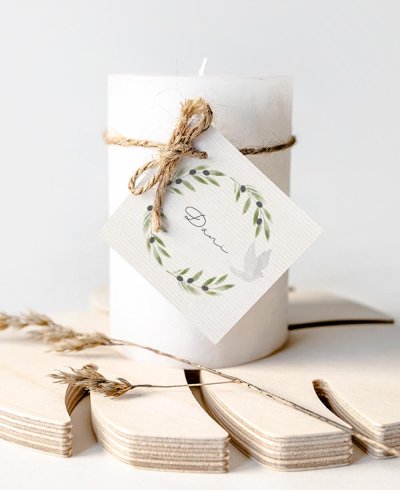 Square labels for olive communion gifts