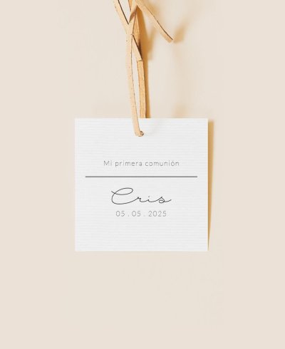 Square label for typographic communion details